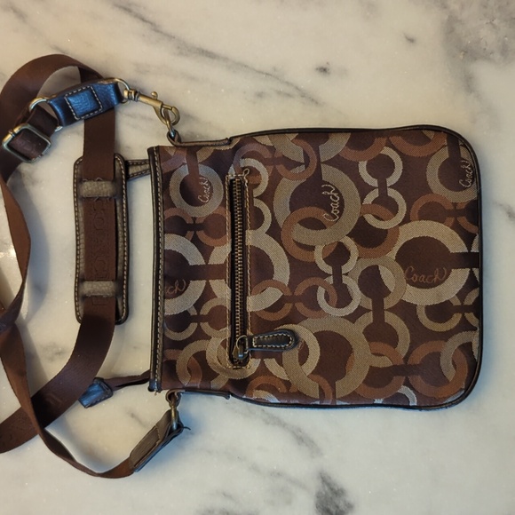 COACH Brown Sateen Madison Dotten OpArt Crossbody - Picture 4 of 10
